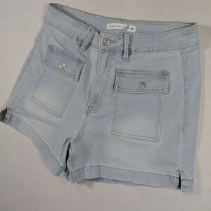 Altar'd State Womens Light Wash Denim Cargo High Rise Shorts Size‎ 28